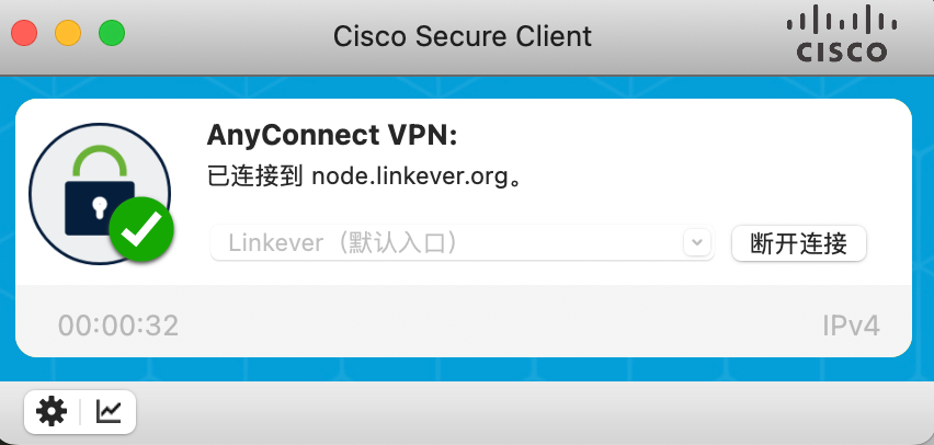 Connected to node.linkever.org means it worked.