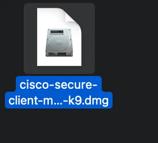 On macOS, the download is a Cisco Secure Client .dmg installer.